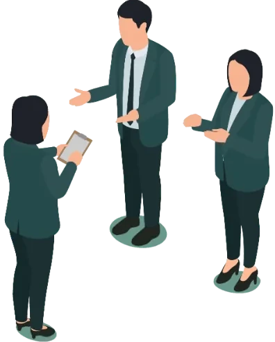 担当者とお客様が向き合って話すイラスト